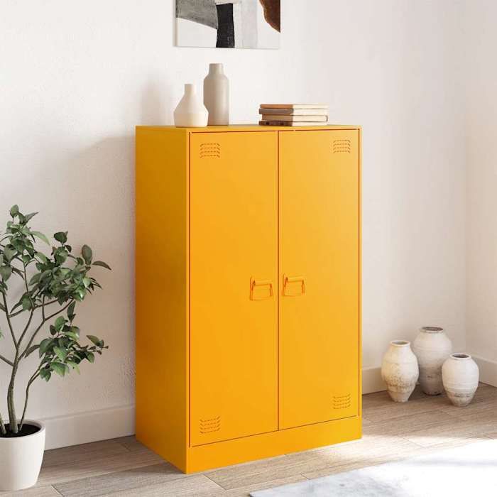 VidaXL Mustard Yellow Buffet 67x39x107 Cm Steel, Cabinet, Sideboard, Storage Cabinet, Cabinets, Cupboard, Buffet 841664