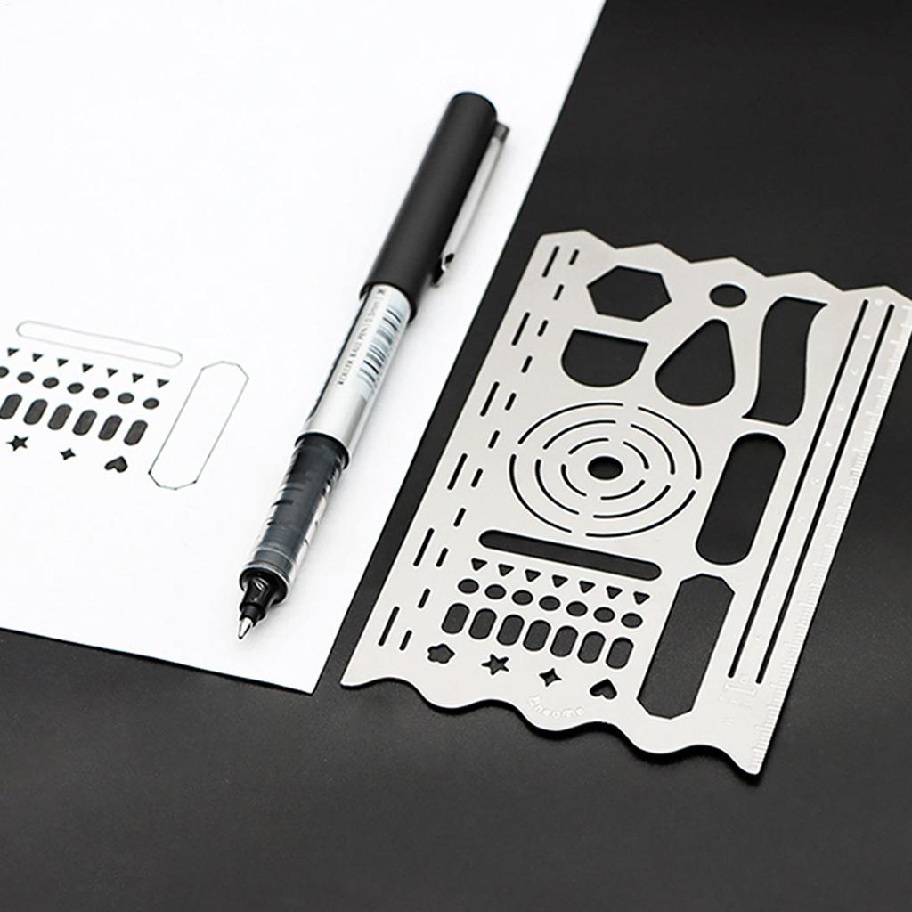 Multifunktionell Ritmall Linjal Set Rostfritt Stål Verktyg För Geometri, Journalföring, Bullet Notes & Konst, Studenter, diy