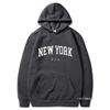 New York U.S.A City Hoodies Letter Graphic Print Men Fleece Sweatshirt Hip Hop Casual Hoodie Vintage Pullovers Loose Y2k Clothes