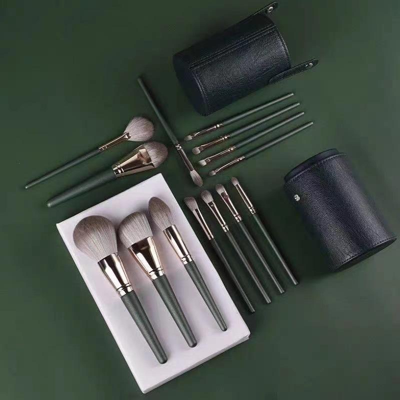 Pattern Green Cloud 14 Piece Makeup Brush Set Soft Hair Powder Brush Foundation Make-up Brush Eye Shadow Brush Beauty Tool
