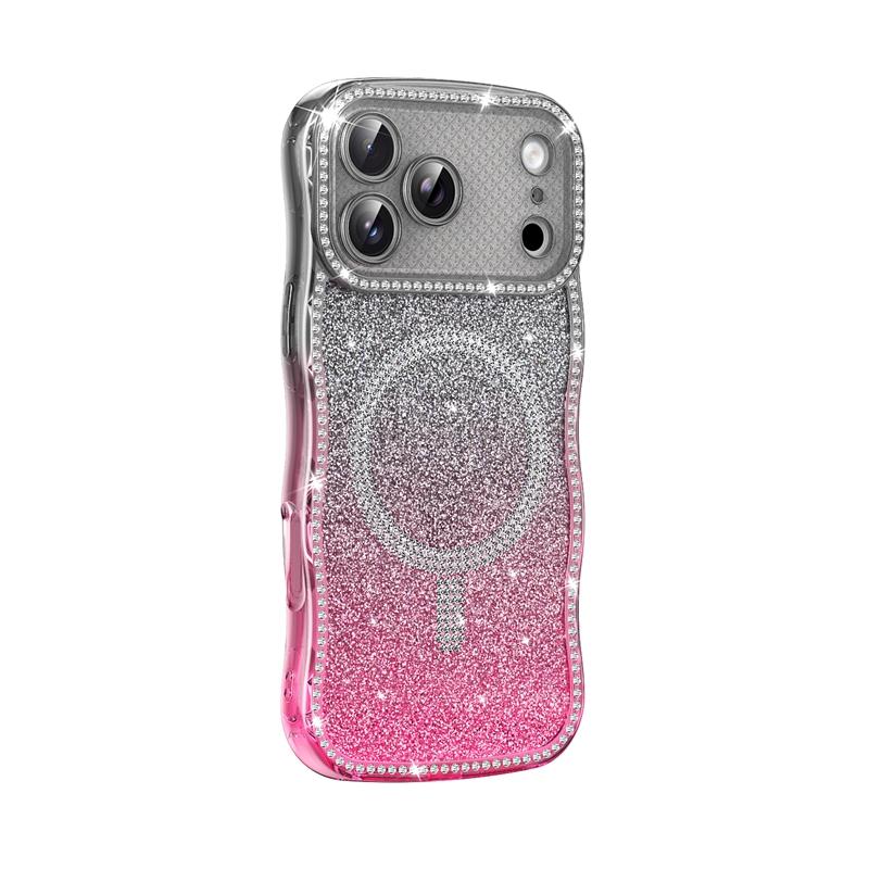 Sparkling Wireless charge case back cover for iPhone 17/17 Air/17 Promax, For iPhone 13/14 Plus/15/16E Bling Bling Phone Case