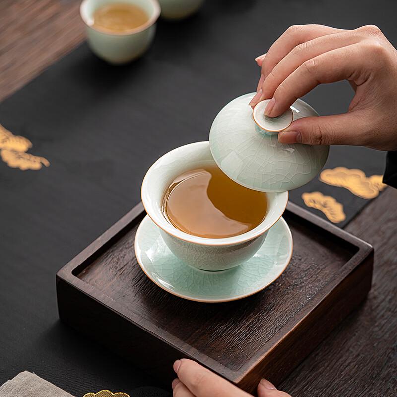 Su's Ru Kiln Ceramic 11-Piece Tea Set with Gaiwan & Teapot