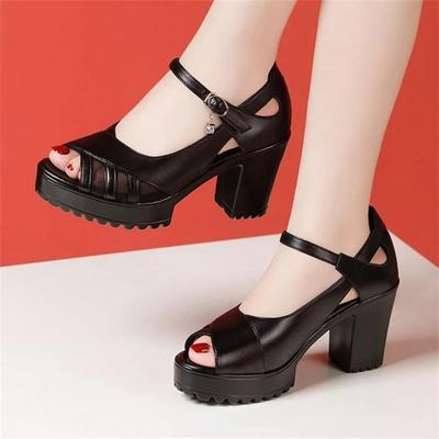 2025 Sandals Woman Summer Thick High Heels Shoes Platform Sandal Lace Mesh Shoes Luxury High Quality
