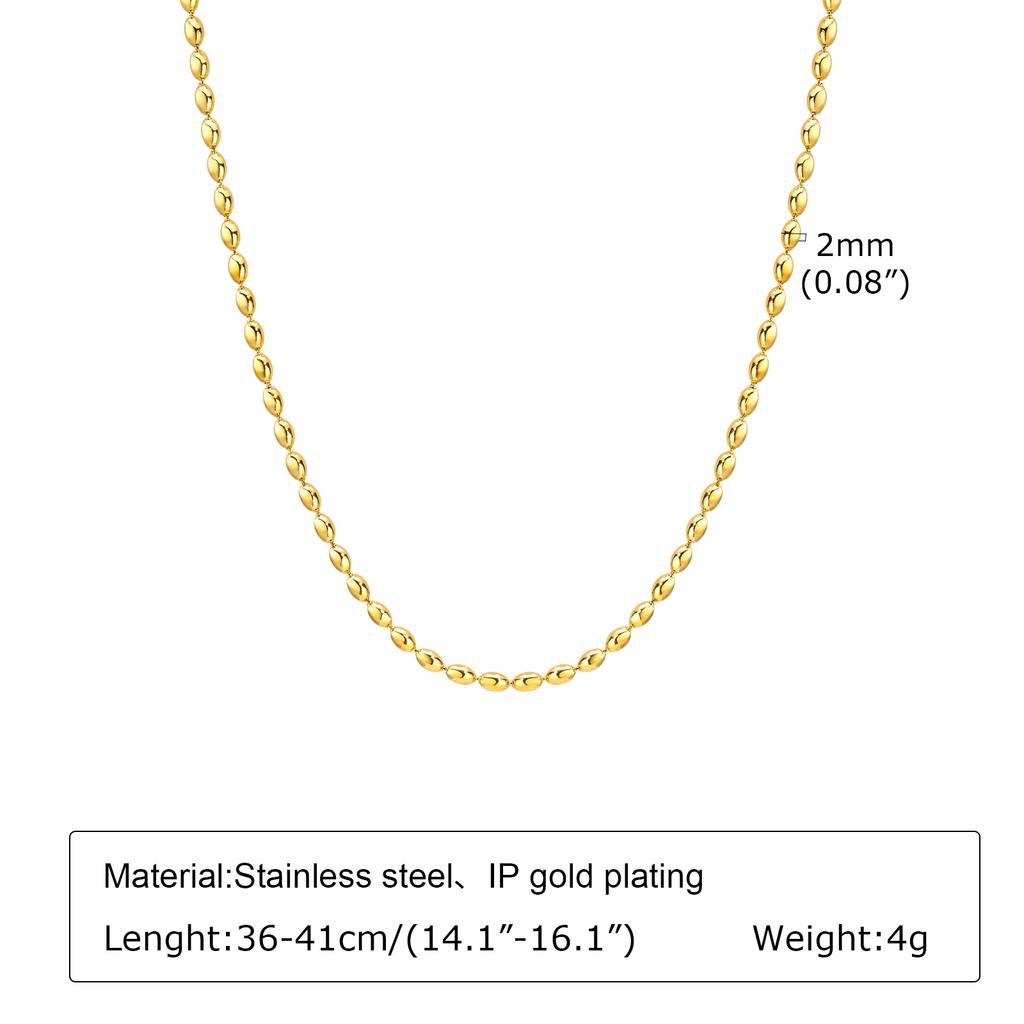 Women's Fashion Rugby Beads Chain Chokers Necklaces, Gold Color Stainless Steel Collar Necklace Gifts Jewelry To Girls Lover