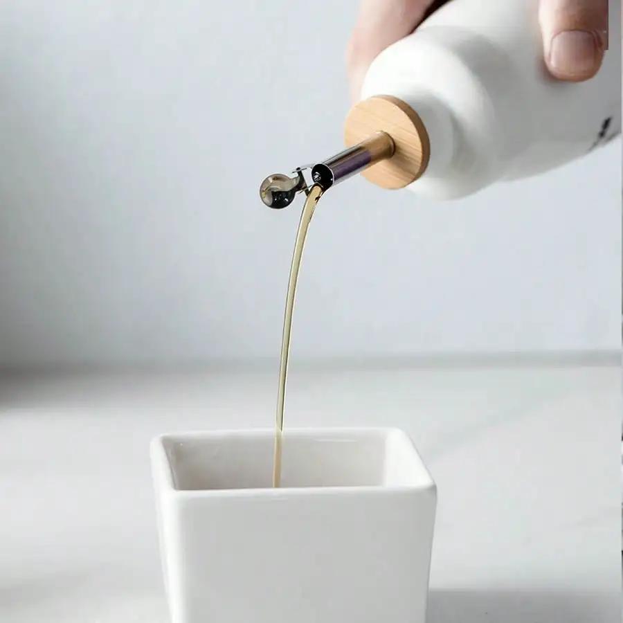 Ceramic Oil Bottle Kitchenware Oil Pot Soy Sauce Vinegar Bottle Condiment Jar Commercial Creative Light-Blocking Decanter