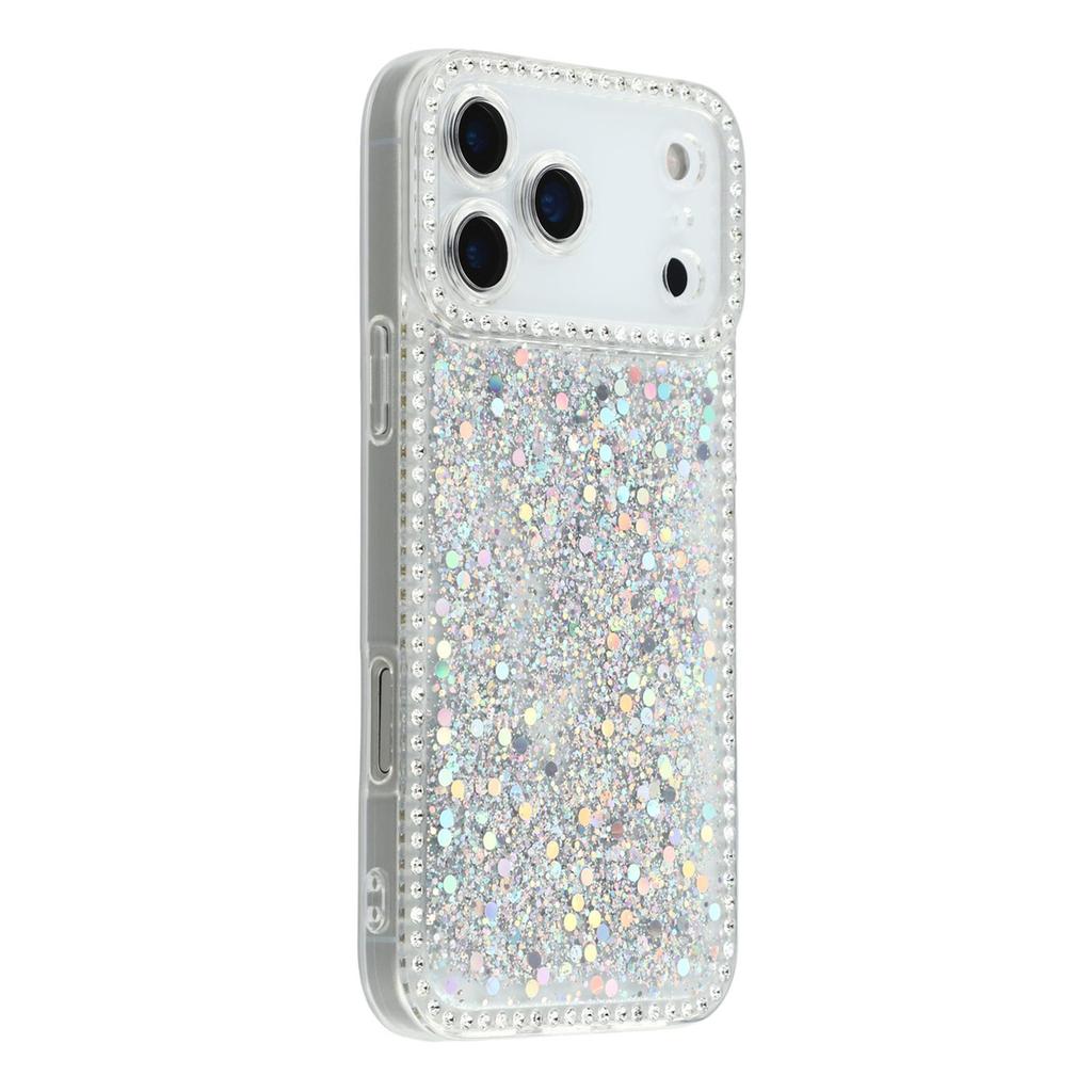 For iPhone 17 Pro Case Rhinestone Edge Glitter Epoxy TPU Phone Cover