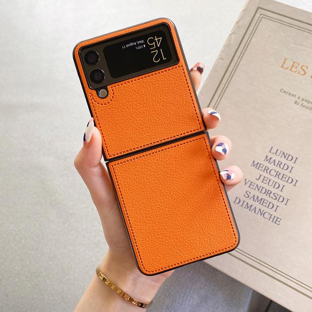 

Современный стильный чехол для телефона из искусственной кожи для Samsung Galaxy Z Flip 3 5g Жесткий ПК Тонкая задняя крышка для Z Flip3 For Samsung Z Flip 3