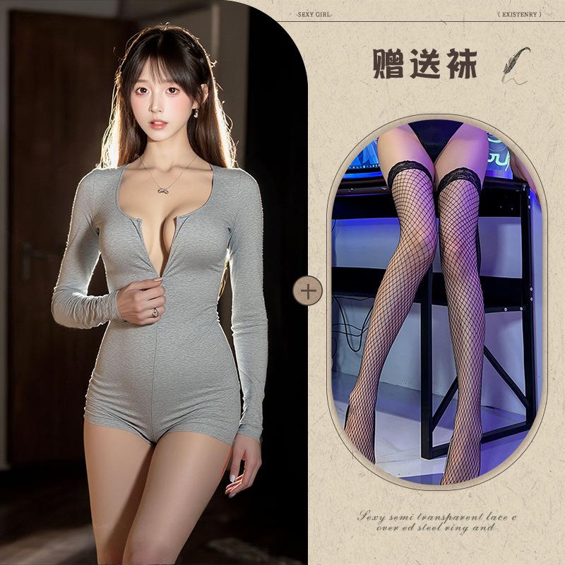 Sexy lingerie sexy yoga suit double-ended zipper outdoor free temptation uniform