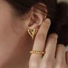 Trendy Fashion 18K Gold Plated Slender Heart Shape Stud Earrings for Women Punk Stainless Steel Zircon Party Gifts
