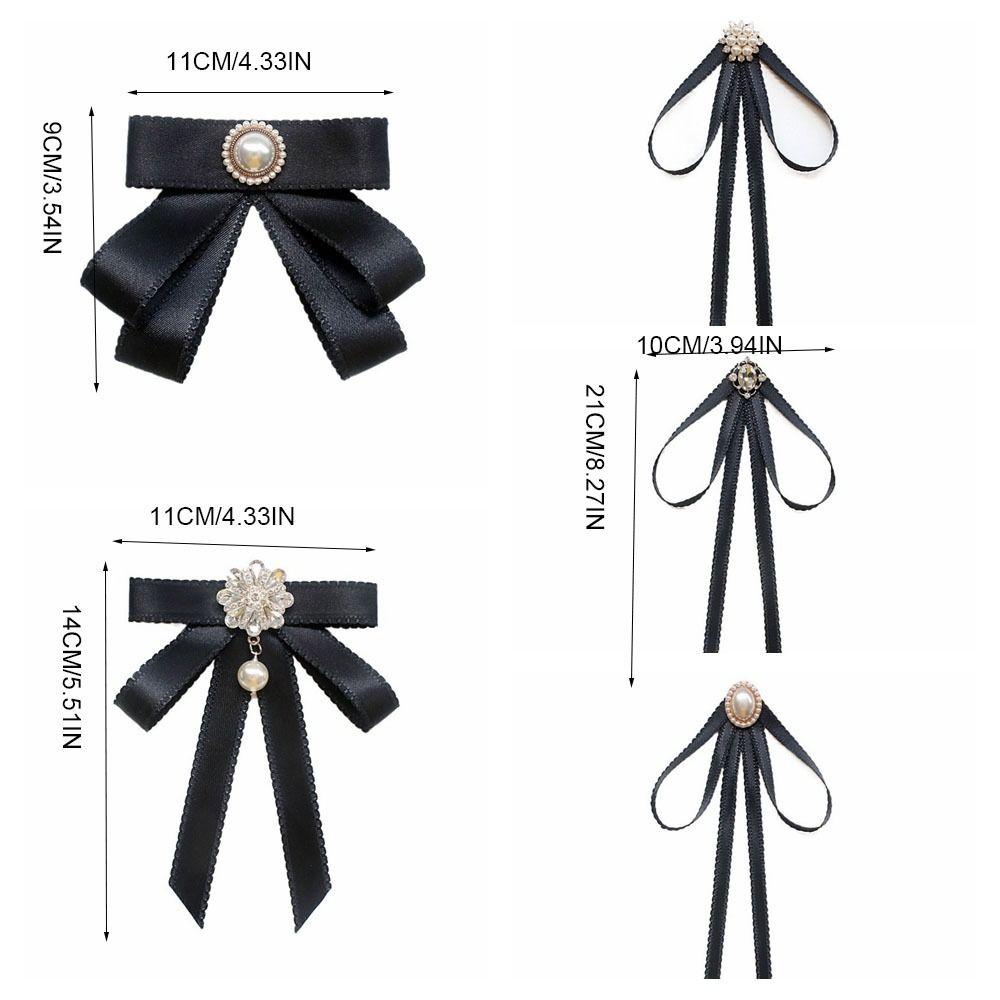 Luxury Solid Color Black Ribbon Pin Rhinestones Multi-layer Funerals Memorial Pin Pearl JK Ribbon Badge Brooch Parties