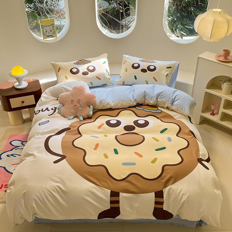 

Постельное белье с пасторальным принтом, комплект из четырех предметов, двуспальная кровать, односпальная кровать, машинная стирка, мягкое вощеное, приятное для кожи, пододеяльник 1.2m bed