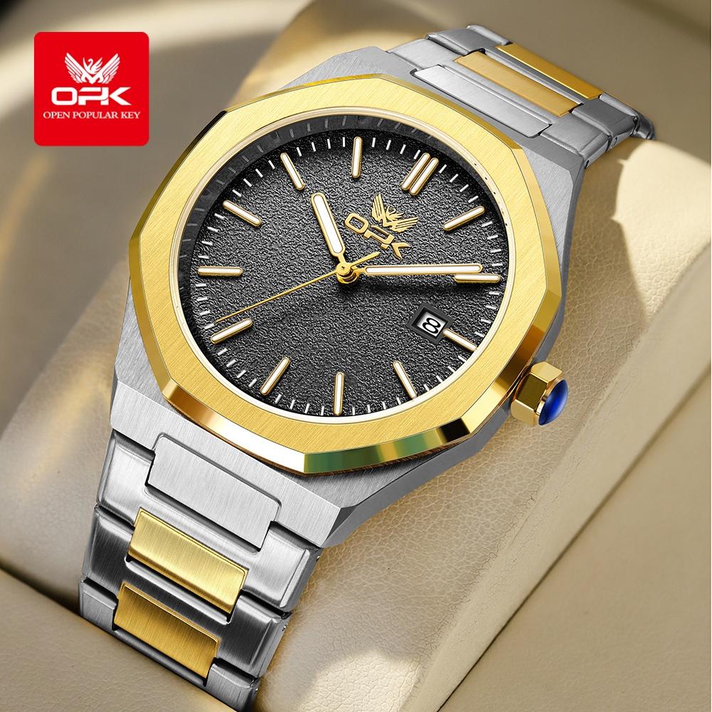 OPK Business Men Watch Sport Quartz Man Wristwatch Waterproof Luminous Date Week Stainless Steel Men's Watches
