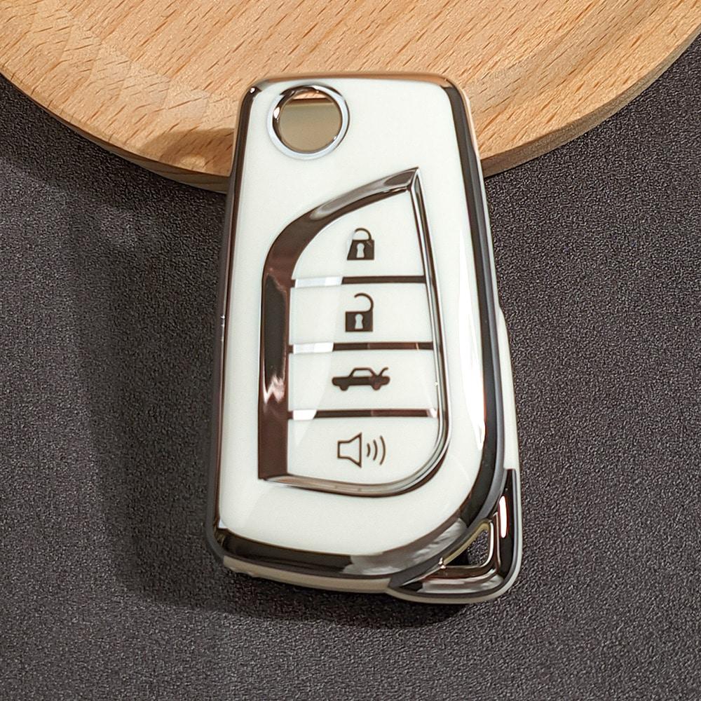

Soft TPU Key Fob Cover, Fit For Car Key Fob, Smart Remote Key Case For Fortuner/Tundra/Camry/RAV4/Handa/Corolla, Car Accessories, Men/Women Gift белый