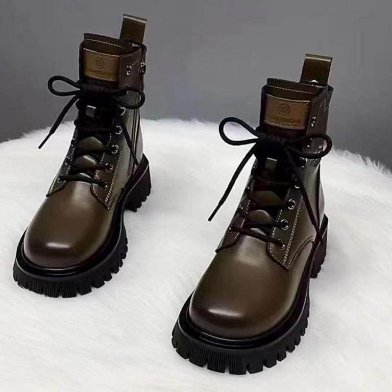 European Thick-soled Martin Boots for Women's Spring, Summer and Autumn Single Boots, Winter Velvet 2025 New British Style Ins Tide Short Boots F