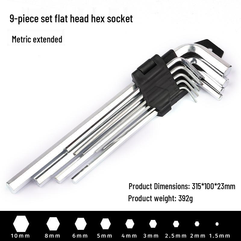 In-Stock 9PC Allen Wrench Set: Flat & Ball Head Torx, Carbon Steel, Galvanized