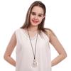 Accessories Popular Geometric Pearl Alloy Necklace Women'S Long Wax Rope Two-Color Sweater Chain