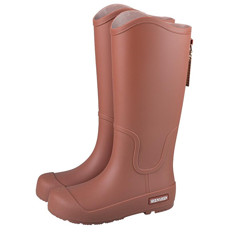 New Japanese and Korean Medium and High Rain Boots for Women, Wearing Velvet Warm, Non-slip and Waterproof Fashionable Women's Rain Shoes