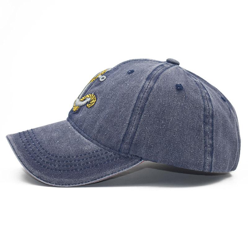 Pirate Anchor Embroidery Washed Retro Baseball Cap Ladies Retro Casual Cap Men'S Outdoor Sunscreen Visor