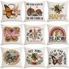 Western Summer Butterfly Bee Flower Pillowcase Home Sofa Cushion Pillowcase Decoration