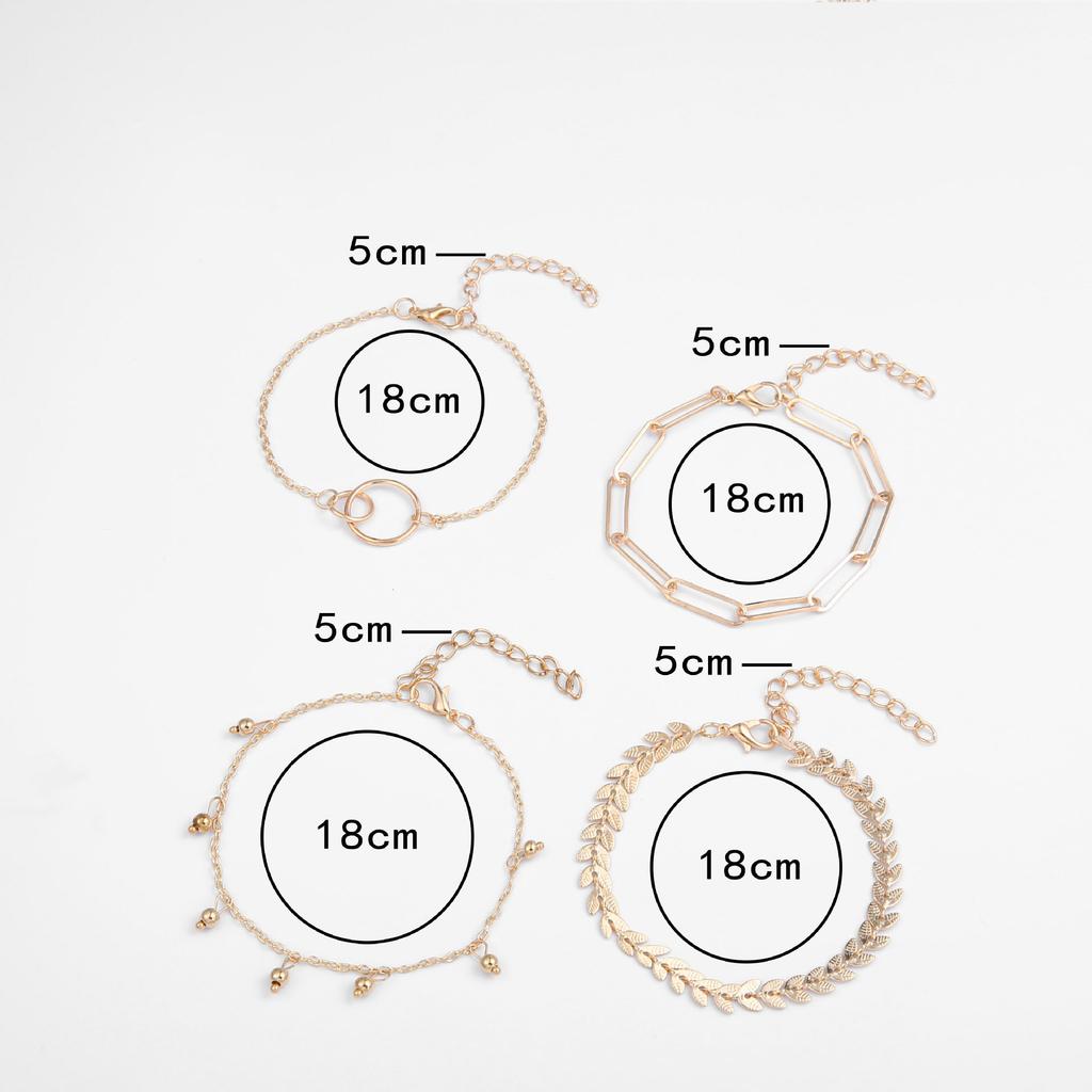 Party Jewelry Gift Wedding Geometry Bracelet Series Fashionable Leaf Women'S Bracelet 4pcs/set Beach Vacation Style Stackable Daily Wear  Handmade
