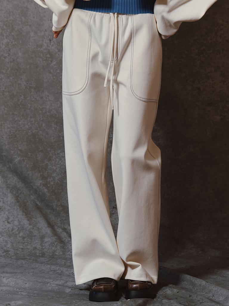 MEENDERI Round Pocket Jogger Pants - Cream
