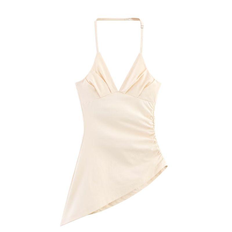 Jnleaog Spring New Arrival Women's Clothing Fashion Style French Fashion Asymmetric Fold Stretch Tops 6050319