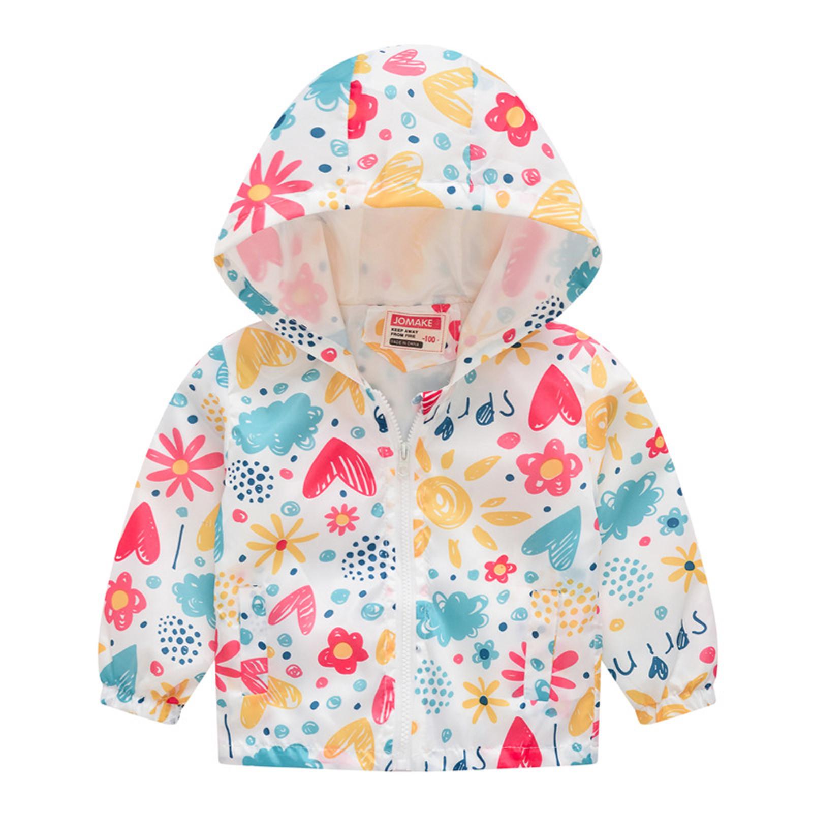 

Toddler Kids Baby Grils Boys Long Sleeve Cartoon Print Hooded Coat Tops Outfits 110 рожевий