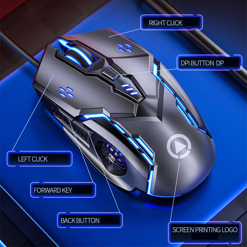 For G5 Mute Wired Gaming Mouse RGB Backlight Mechanical Silent Mouse 6 Key 3200 DPI RGB E- Sport Mouse For Computer Laptop Gamer