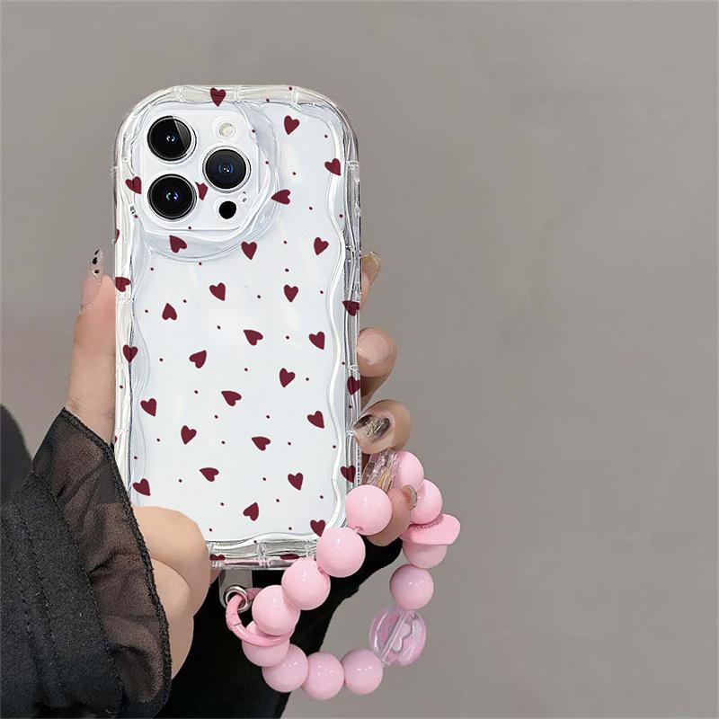 Case For RENO 15F 14 15 PRO 14F 13F 12F 11F 11 12 Pro OPPO A6 A5 PRO A6X Soft Love Heart Bracelet Chain Wave Side Silicone Cover