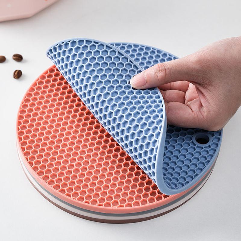 3pcs Silicone Honeycomb Heat Insulation Pad Circular Waterproof Pad Heat Insulation Anti Slip Placemats Kitchen Accessories