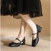 Fashion Square Toe Thick Heel Mary Jane Shoes for Women In Spring 2025 New Retro French Shallow Mouth Low Heel Daily Casual Single Shoe