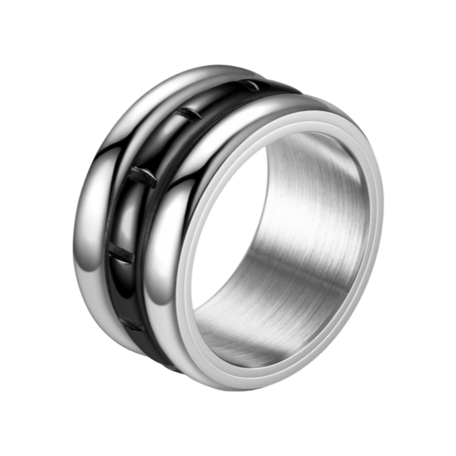 

Простое кольцо-вертушка с тремя кольцами, геометрическое кольцо для снятия стресса из титановой стали, современный аксессуар для пальца для женщин 7 чёрный