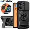KEYSION Magnetic Phone Case for Redmi 13C Slide Camera Protection Upright Kickstand Shockproof Back Cover for Xiaomi POCO C65