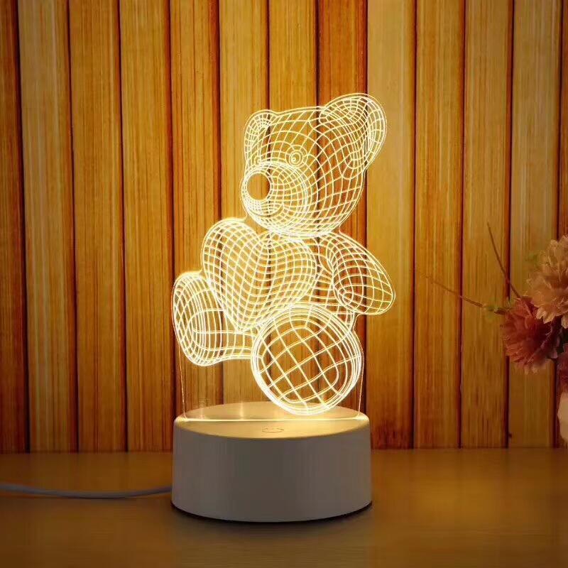 Cute 3D Acrylic LED Night Light Touch Control Mode Decorative Table Illusion for Children
