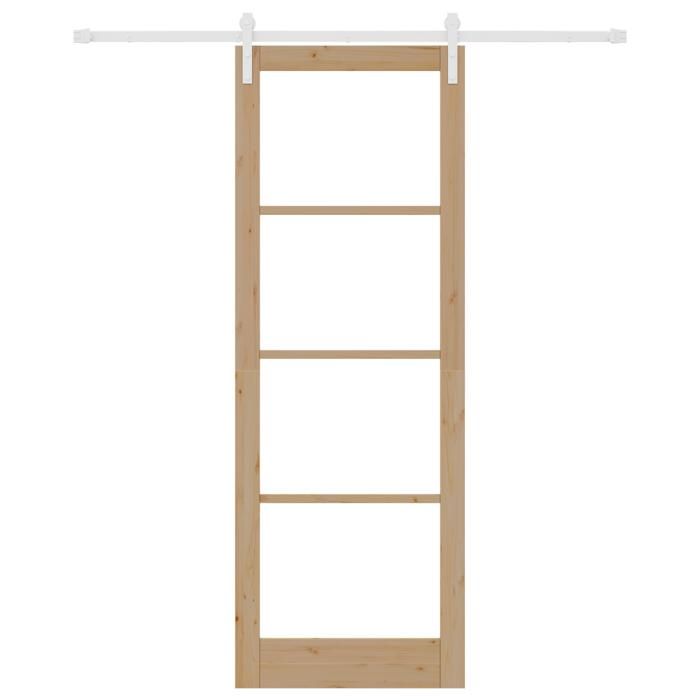 Porte coulissante vidaXL avec kit de quincaillerie 'ORKDAL'Bois massif et verre 3331917