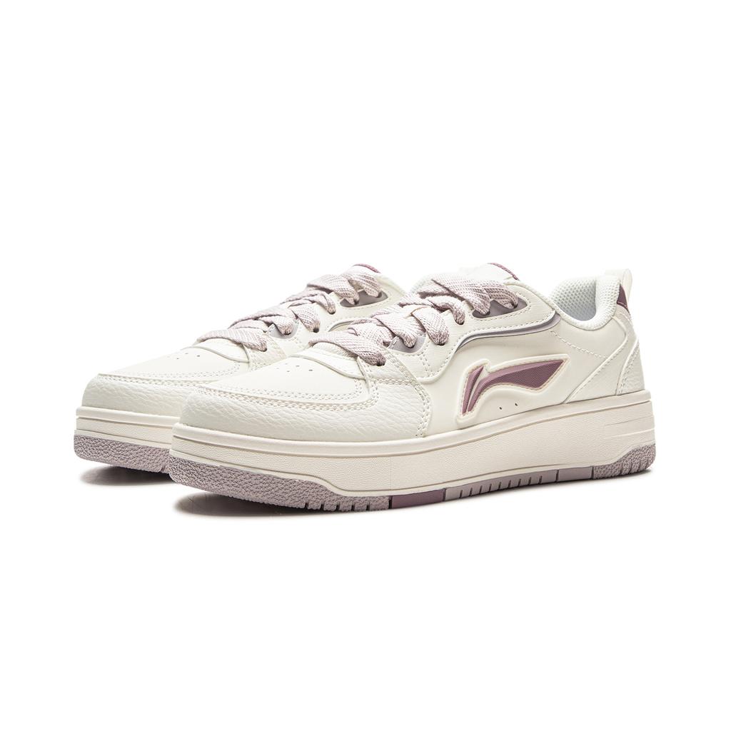 New LiNing Tianji Soft Slip Resistant Abrasion Resistant Shock Absorbers Low Top Skateboard Shoes Women's White Purple AGCV342-3