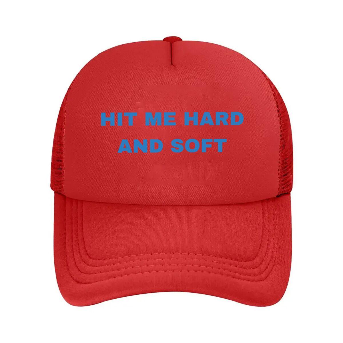 “Hit Me Hard Inspirational, Text Design” Mesh Baseball Cap One Size