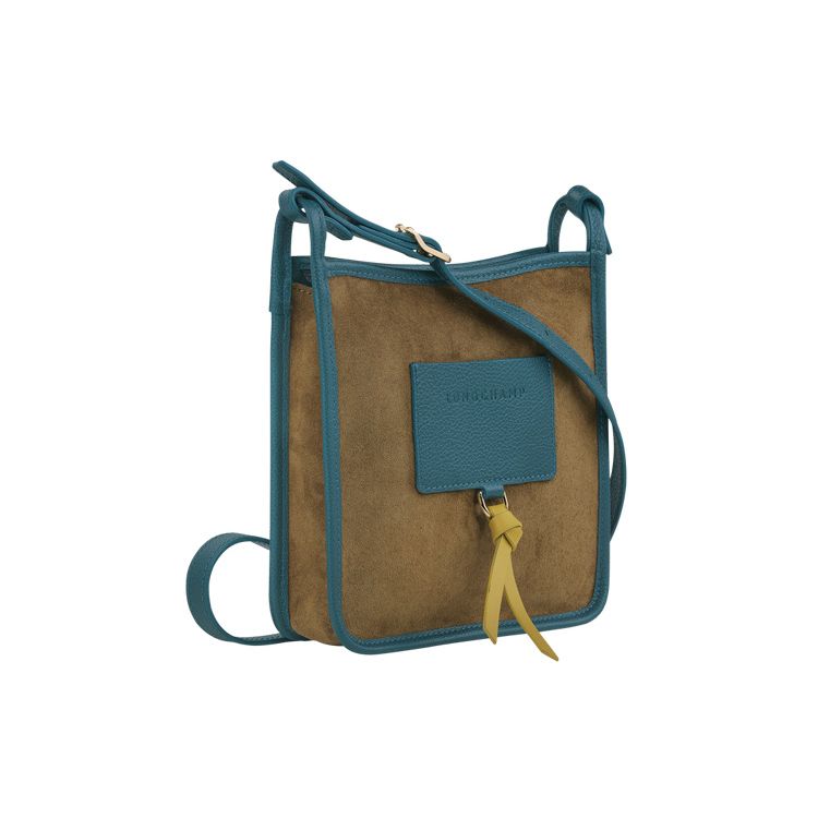 Longchamp Le Foulonné 20 Zipper Closure Adjustable Shoulder Strap Velvet And Calfskin Small Shoulder Crossbody Bag Women bags Blue Khaki 10138HAT292