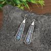 Ethnic Silver Color Metal Geometry Long Shell Earrings Inlay Multicolour Pattern Bohemian Dangle Earrings for Women Jewelry