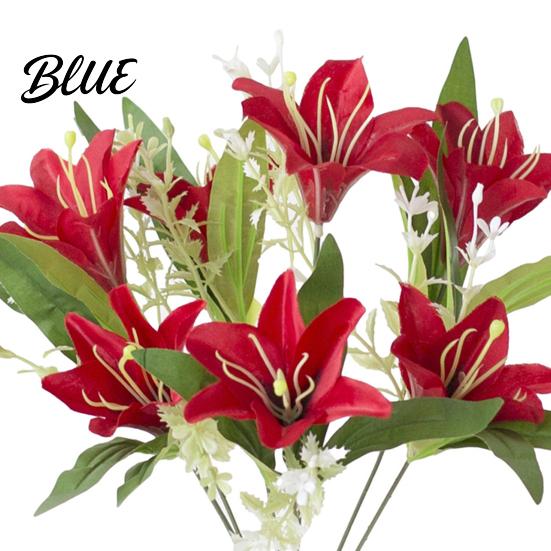 Simulation Flower 1Pc Artificial Lilies Realistic No Withering Non-fading Single Branch Multi-fork Artistic