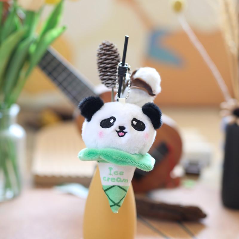 Cute Cone Ice Cream Capybara Plush Doll Cartoon Animals Panda Toy Pendant Keychain School Bag Charm Girl Birthday Gift