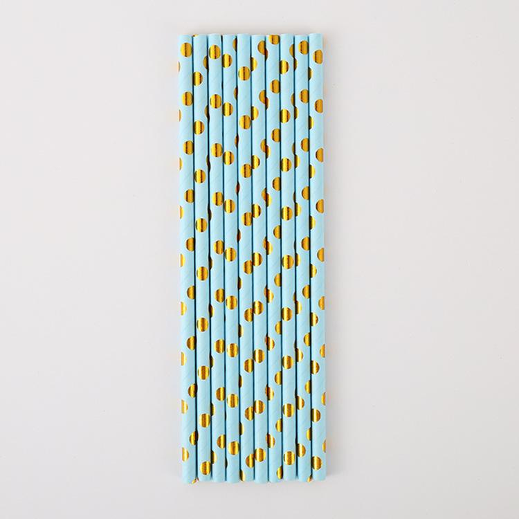 Blue and Gold Polka Dot Birthday Tableware Set: Disposable Dinner Plates, Dessert Plates, Cups, and Napkins