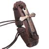 New Fashion Men Jewelry Vintage Leather Bracelets & Bangles Metal Cross Jesus Bracelet Adjustable Wax Cord Brown Black