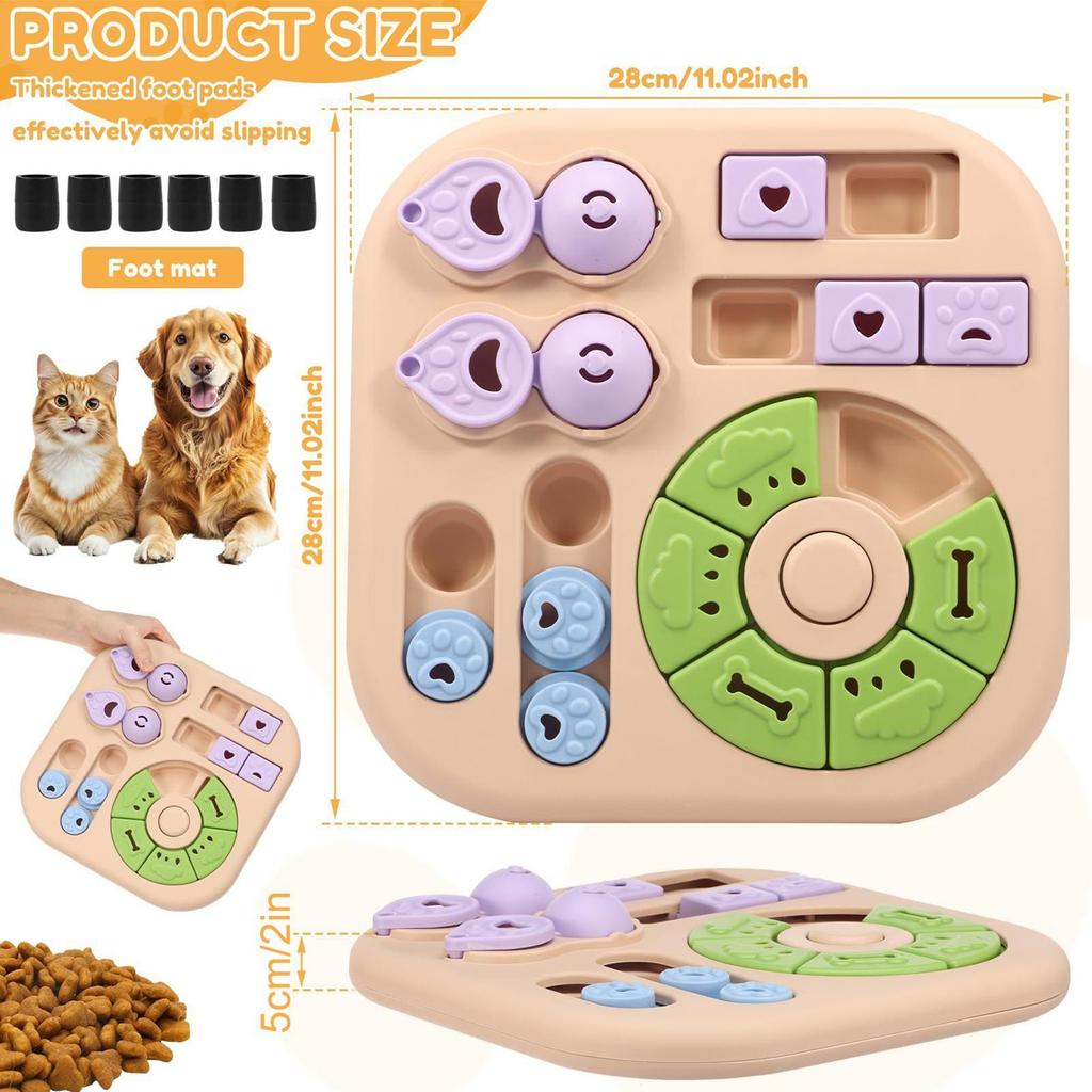 Dog Treat Toy Non-Slip Interactive Slow Feeder Interactive Dog Toys Puzzle Games for Puppy Kitten Cat Mental Stimulation Boredom