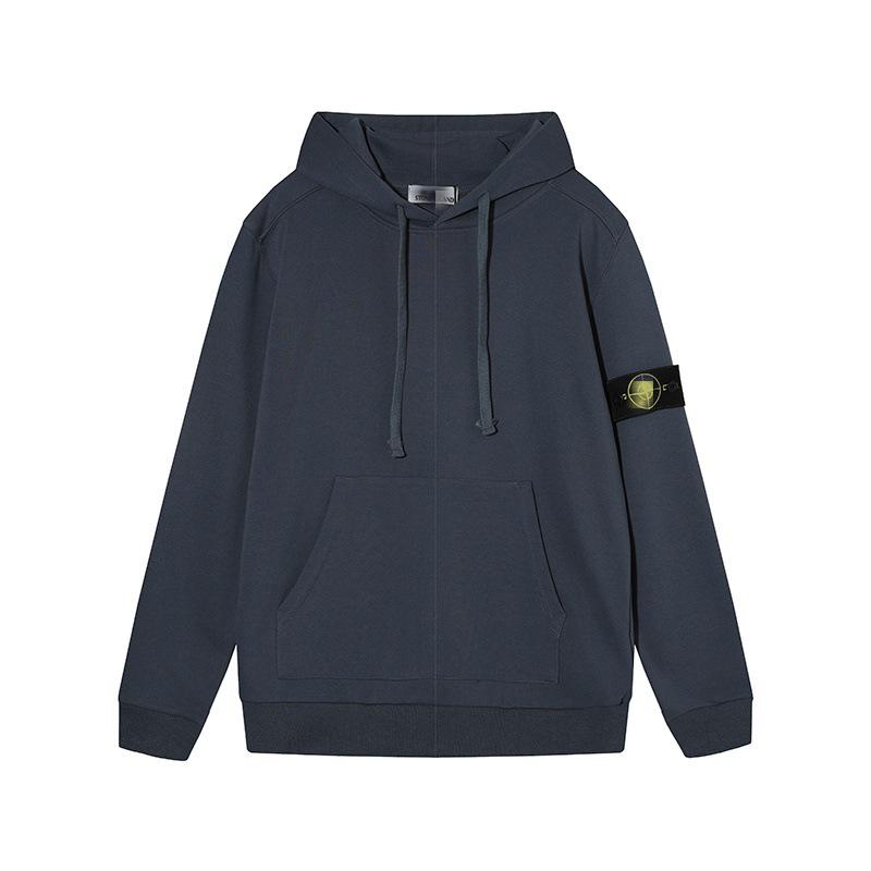 STONE Classic Solid Color Hooded Long-Sleeve Unisex Jacket with Badge – Trendy Island Style for Couples