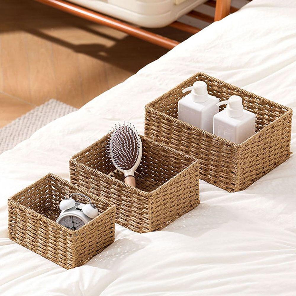 Rectangular Cosmetics Storage Box Handmade Snack Storage Box Coffee Table Storage Basket for Home