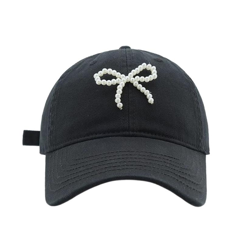 Pearl Bow Breathable Baseball Hat Girl Adult Sports Hat Outdoor Activity
