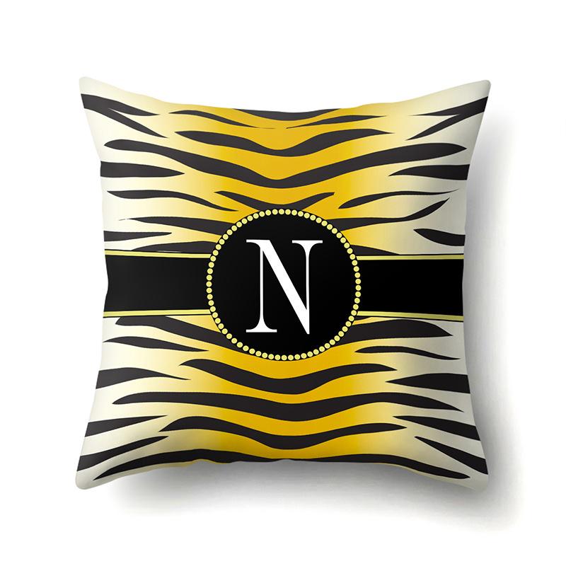 Polyester Pillow Case Leopard Print Decorative Home Bedside Cushion Cover 26 English Letter Printed Pillow Case