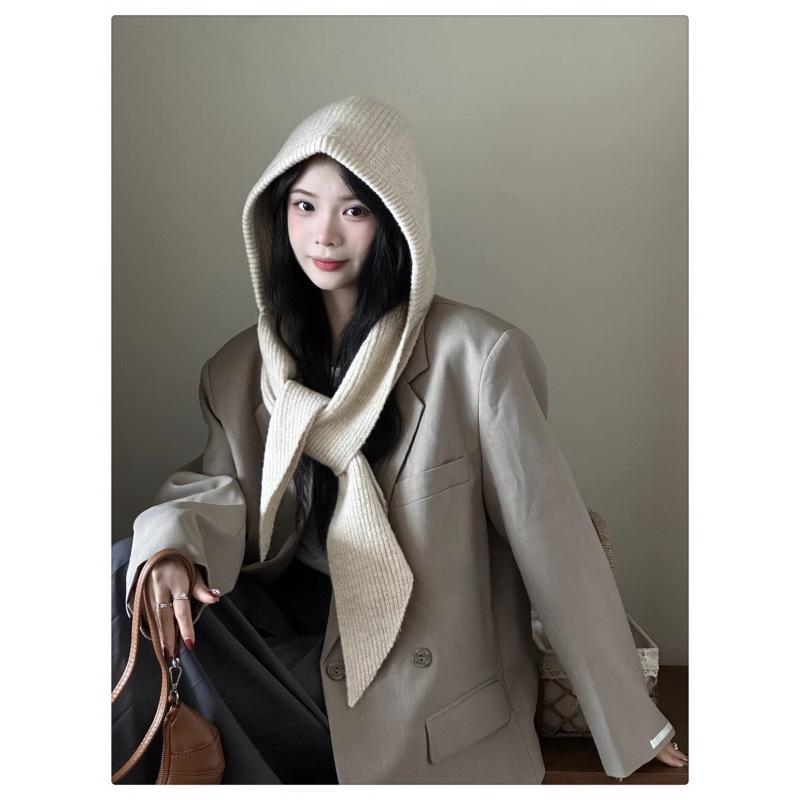 Strickmütze & Schal-Kombination im koreanischen Stil: Warme Winter-Sturmhaube mit Ohrenschutz