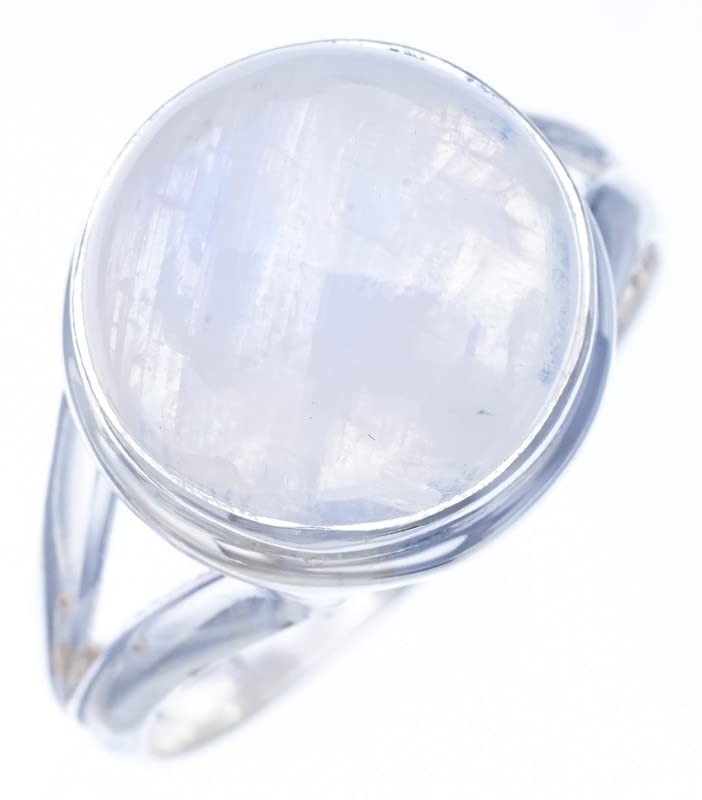 

StarGems® Natural Moonstone Handmade 925 Sterling Silver Ring 9 F2749